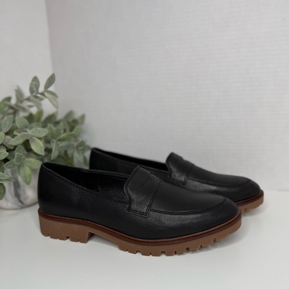 Lucky Brand Women's Tomber Lug Sole Black Leather Loafers Size 8M Minimalist - Picture 7 of 16